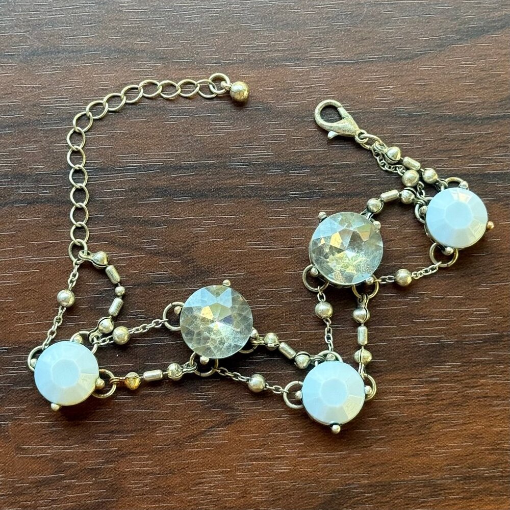 Rhinestone Chain Bracelet Chunky Statement